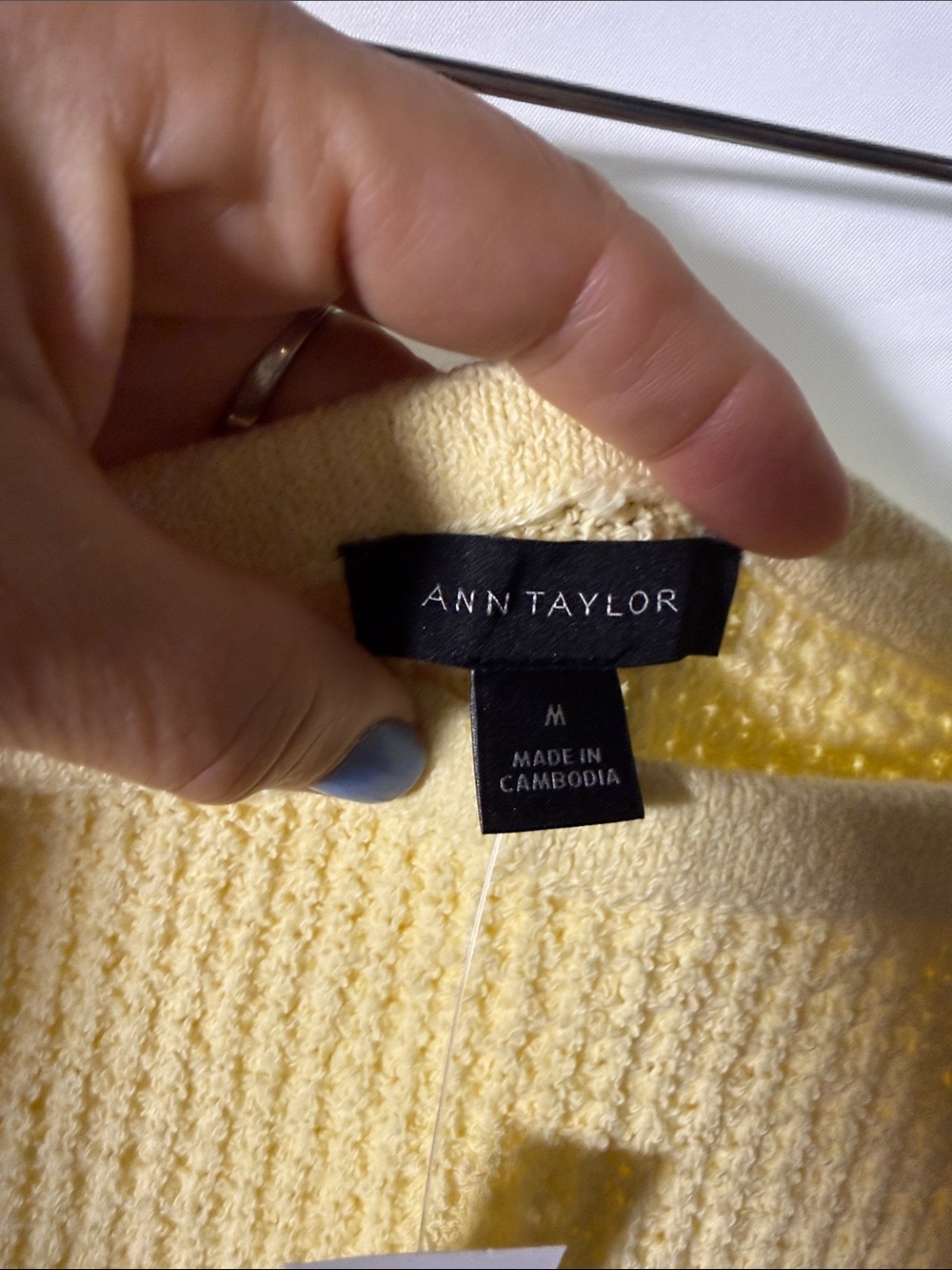 Ann Taylor Pale Yellow Off-the-Shoulder Ribbed Knit Sweater - Picture 2 of 4